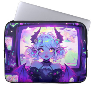Gothic Cyberpunk Demon Fantasy Anime Girl Laptop Fodral