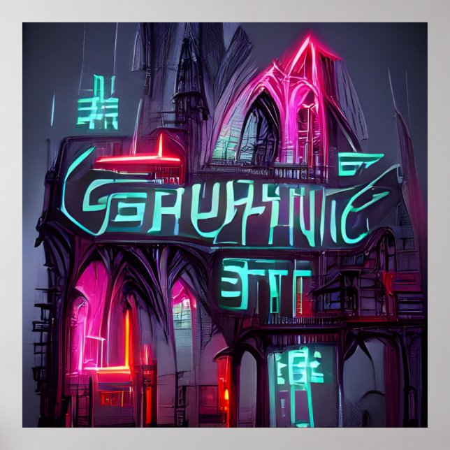 Gothic Cyberpunk Neonoir Abstrakt Architecture Poster (Framsidan)