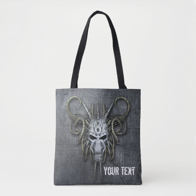 Gothic Cyborg Skull Anpassningsbar Tygkasse (Framsida)