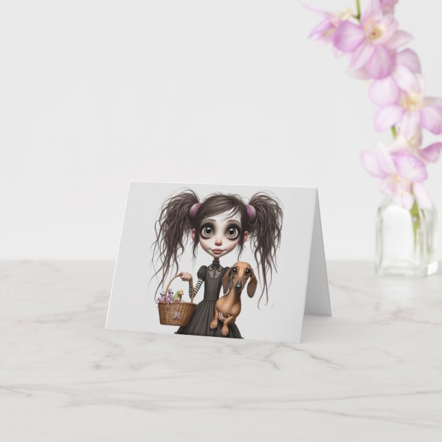 Gothic Dachshund Påsk Card Kort (Orkide)