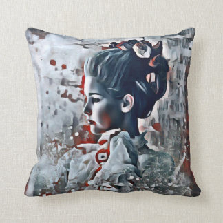Gothic Dam Elegant Victorian Grått, Red and Black Kudde