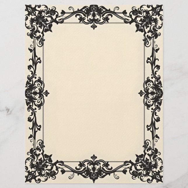 Gothic Damask Frame Stationery Paper Brevhuvud (Framsida)