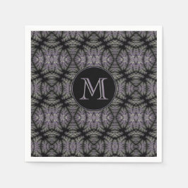 Gothic Damask Lavender Sage Fern Mönster Monogram Pappersservett