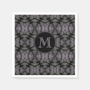 Gothic Damask Lavender Sage Fern Mönster Monogram Pappersservett