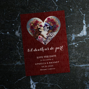 Gothic Damask Skeleton Kiss Bröllop Spara Datumet