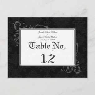 Gothic Damask Wedding Bordsnummer Black & White