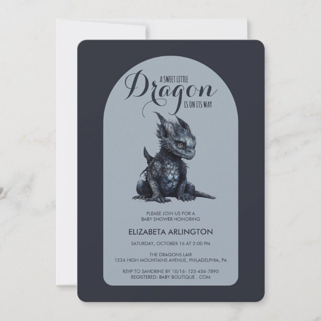 Gothic Dark Dragon Baby Shower Invitation Inbjudningar (Framsida)