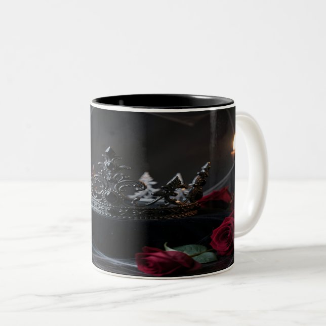 Gothic Dark Fantasy Crown Mug Två-Tonad Mugg (Framsida höger)