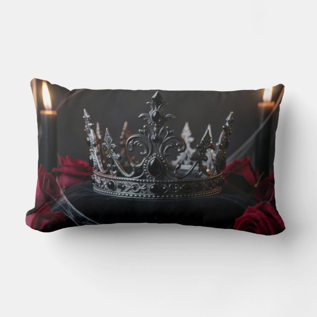 Gothic Dark Fantasy Crown Pillow Lumbarkudde (Framsida)