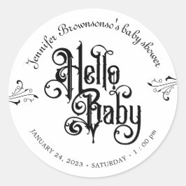 Gothic Dark Hello Baby Shower Runt Klistermärke