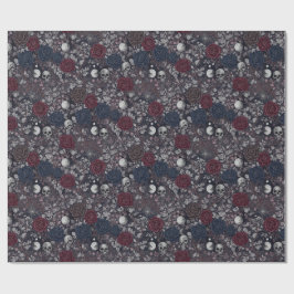 Gothic Dark Roses Skulls Full Moon Mönster Presentpapper