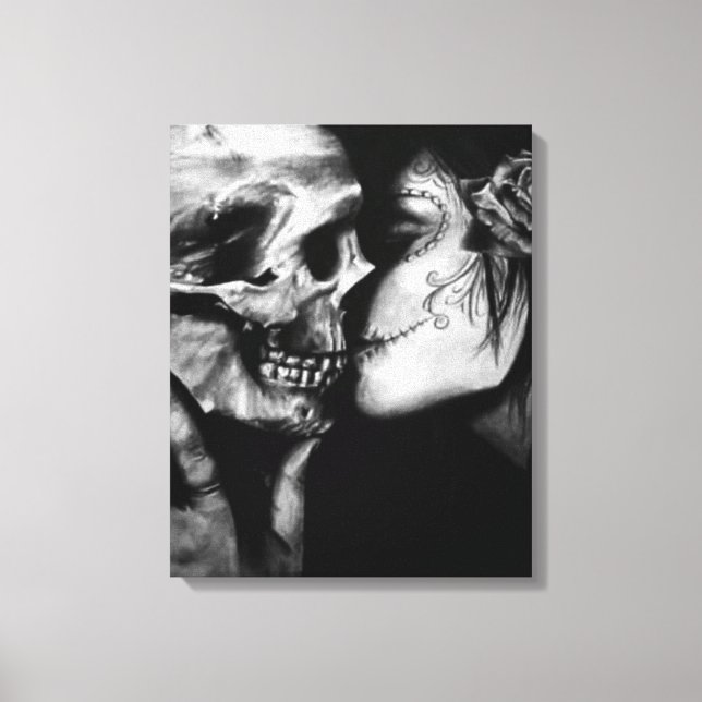 Gothic Day of the dead Black and White Skull Canvastryck (Framsida)