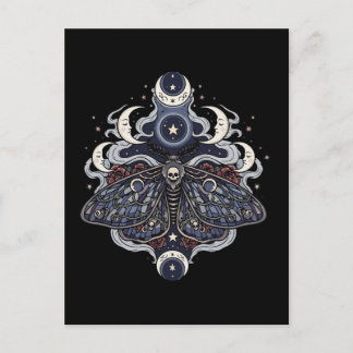 Gothic Death Moth and Moon Phases Vykort