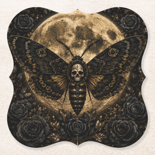 Gothic Death Moth Bröllop - Mörk Romantik Underlägg Papper (Framsida)