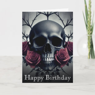 Gothic Death Skull och Ro Blommigt Sigil Tack Kort