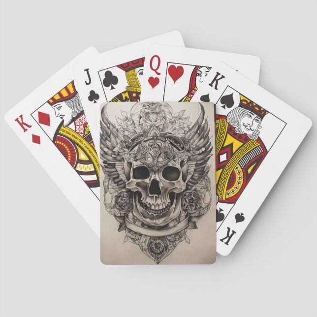 Gothic Decks: Klassiska uppspelningskort med skull Casinokort (Baksidan)