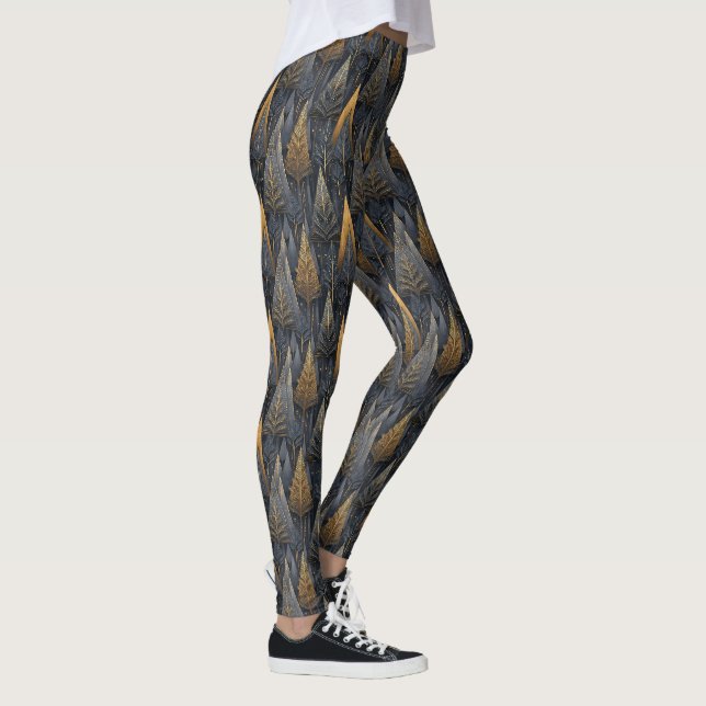 Gothic Deco | Gyllene Geometriska Träd Leggings (Höger)
