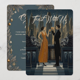 Gothic Deco | Skyline Toast Julfestligheter Inbjudningar