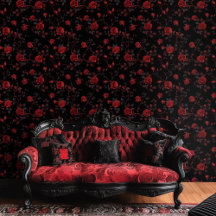 Gothic Deep Red Roses på Black Background
