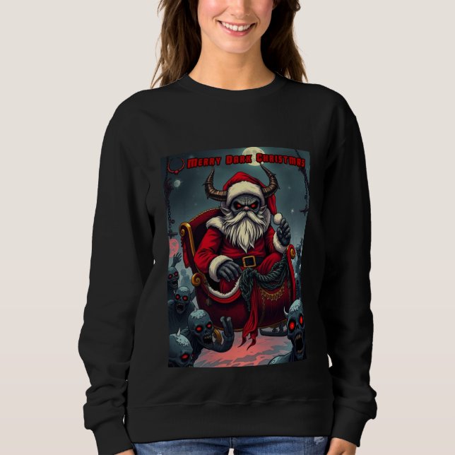 Gothic Demon Santa Merry Dark Christmas T Shirt (Framsida)