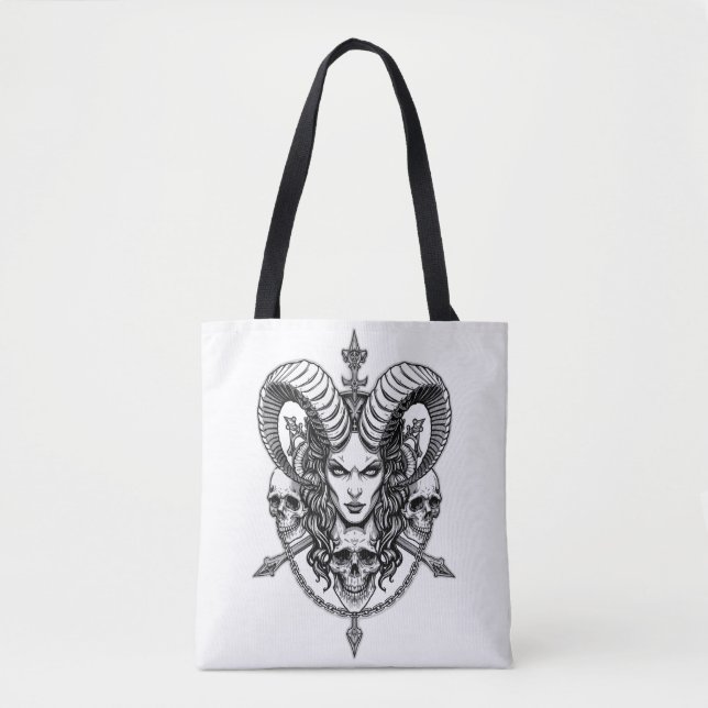 Gothic Demonic Queen Skull Art  Tygkasse (Framsida)