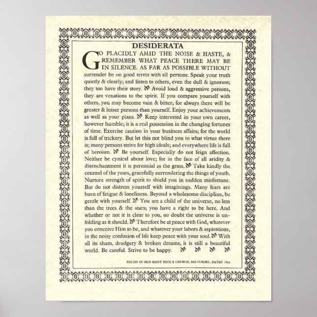 Gothic DESIDERATA Poster (Framsidan)