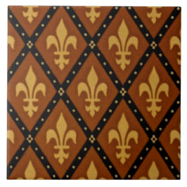 Gothic Design Fleur de Lis Motif Terra Cotta Tile Kakelplatta