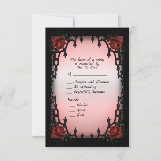 Gothic Design RSVP med val av huvudrätt OSA Kort (Framsida)