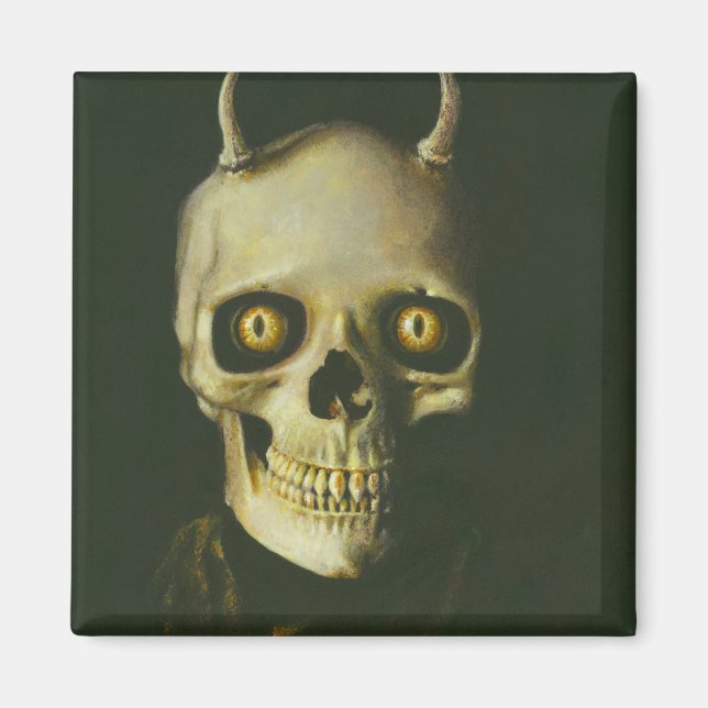 Gothic Devil Skull Magnet (Framsidan)