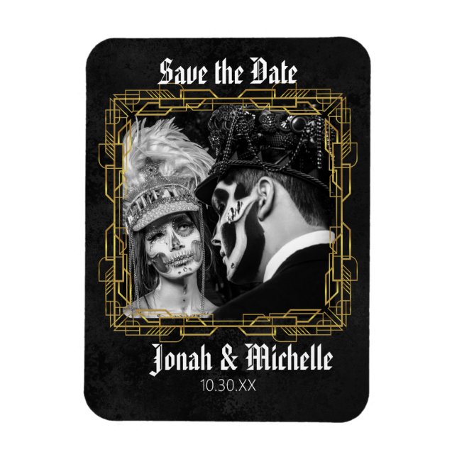 Gothic Dia de Los Muertos sparar datumet Magnet (Vertikal)