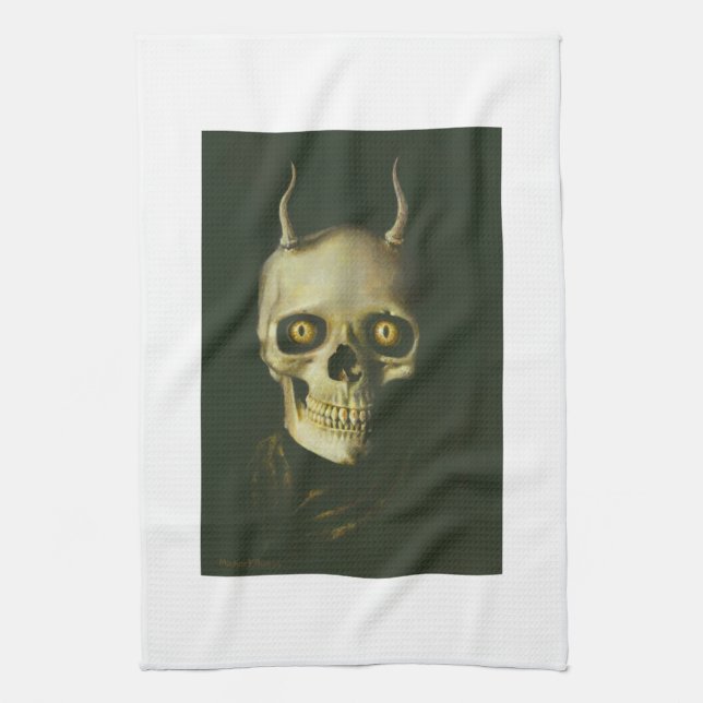 Gothic Djävulen Skull Kitchen Towel Kökshandduk (Vertikal)