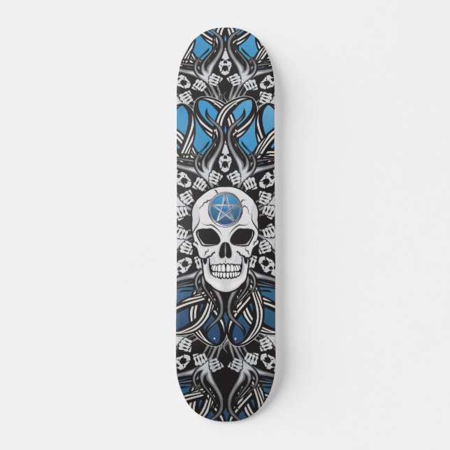 Gothic Döskallars - Blue Mini Skateboard Bräda 18,5 Cm (Framsida)