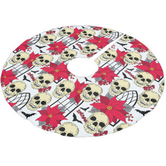 Gothic Döskallars Fladdermus och Flowers Goth Julgransmatta Borstad Polyester