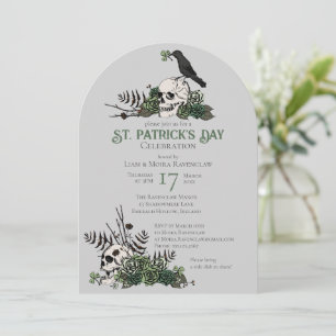 Gothic Döskallars och Klöver St Patrick's Firande Inbjudningar