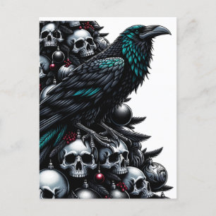 Gothic Döskallars och Raven Julgran Vykort