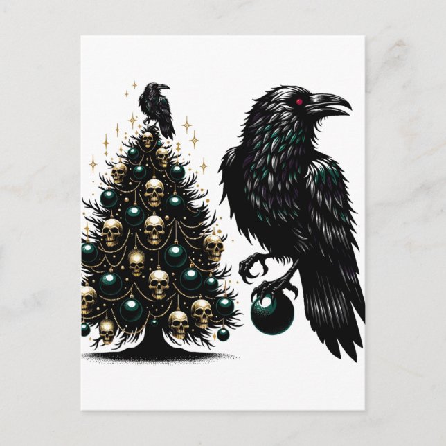 Gothic Döskallars och Ravens Julgran Vykort (Framsida)