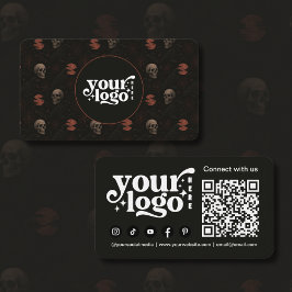 Gothic Döskallars & Ravens Mörk Halloween QR-kod Visitkort