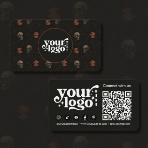 Gothic Döskallars & Ravens Mörk Halloween QR-kod Visitkort