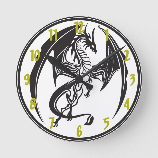 Gothic Dragon Clock Rund Klocka (Framsida)