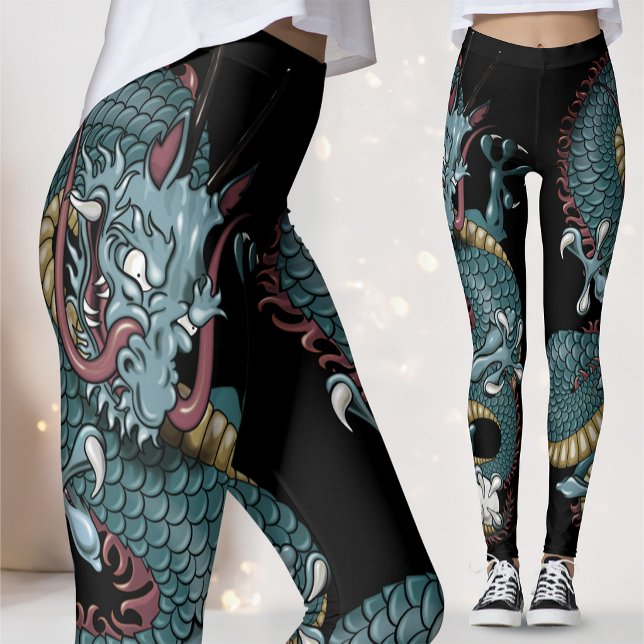Gothic Dragon Tattoo on Black Leggings (Skapare uppladdad)