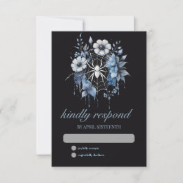 Gothic Dusty Blue Blommigt Spindelnät Handfast OSA Kort
