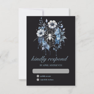 Gothic Dusty Blue Blommigt Spindelnät Handfast OSA Kort