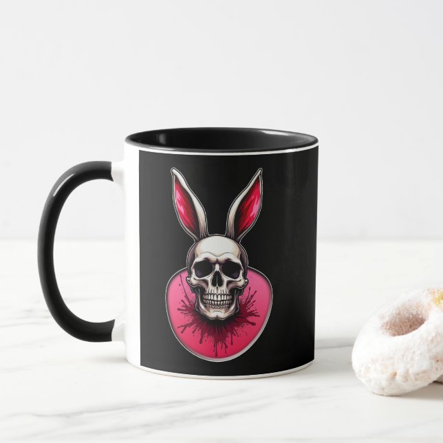 Gothic Easter Bunny – Skull Art - caneca Mugg (Med munk)