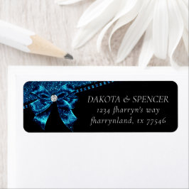 Gothic Elegance | Aquamarine Blue Bow Dark Address Returadress Etikett