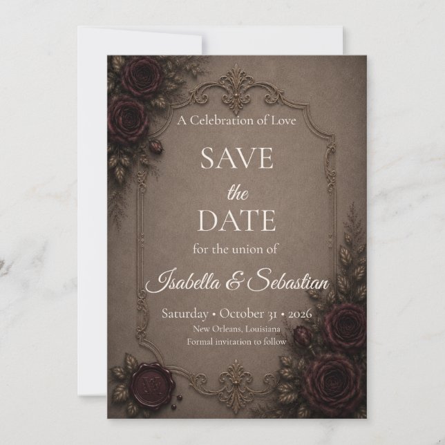 Gothic Elegance Bröllop  Spara Datumet (Framsida)