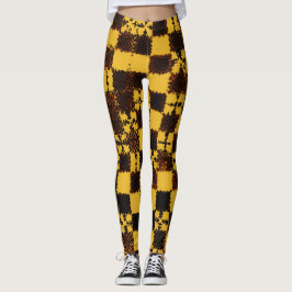 "Gothic Elegance: Gult Checkerboard Design" Leggings