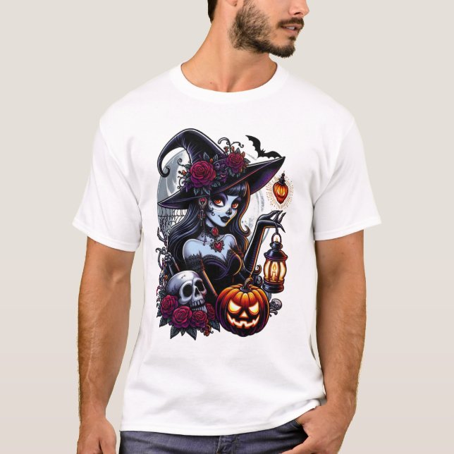 Gothic Elegance i Vintage Spooky Stil T Shirt (Framsida)