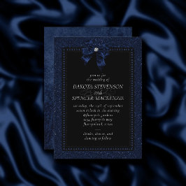 Gothic Elegance | Kobolt Blue Bow Bröllop Inbjudningar