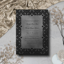 Gothic Elegance Monochrome Ornate Snöre Bröllop