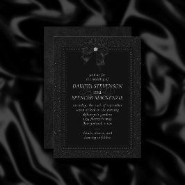 Gothic Elegance | Onyx Black Bow Moody Bröllop Inbjudningar
